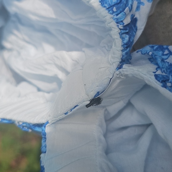 Forever 21 Cotton Balloon Puff Sleeve Floral Crop Top Size L - Picture 3 of 5